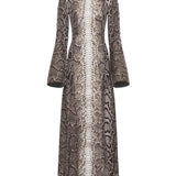 Front view of greyscale aalia dress on white background, with no model shown.
