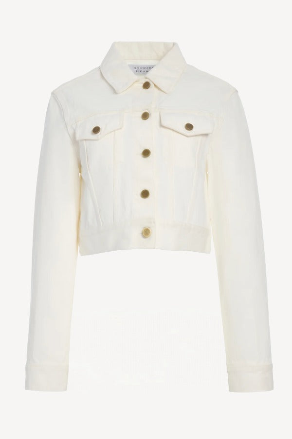 Front view of white bronte jacket on white background, with no model shown.