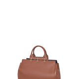 Front slanted view of cognac amethyst tote on white background, with no model shown.
