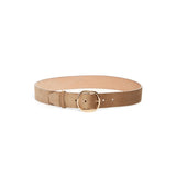Front view of dark sand elster buckle  belt on white background, with no model shown.