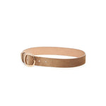 Side view of dark sand elster buckle belt on white background, with no model shown.