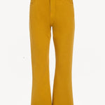 Front view of golden birch ezra bootcut jean on white background, with no model shown.