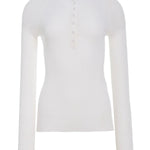 Front view of ivory agnes henley on white background, with no model shown.