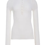 Front view of ivory agnes henley on white background, with no model shown.