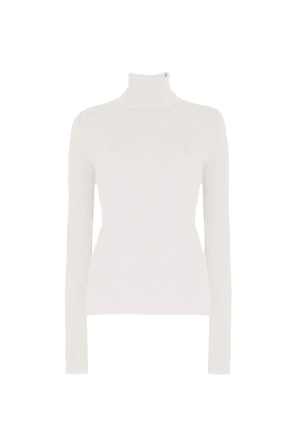 Front view of ivory peppe turtleneck on white background, with no model shown.