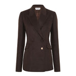 Front view of chocolate stephanie blazer on white background, with no model shown.