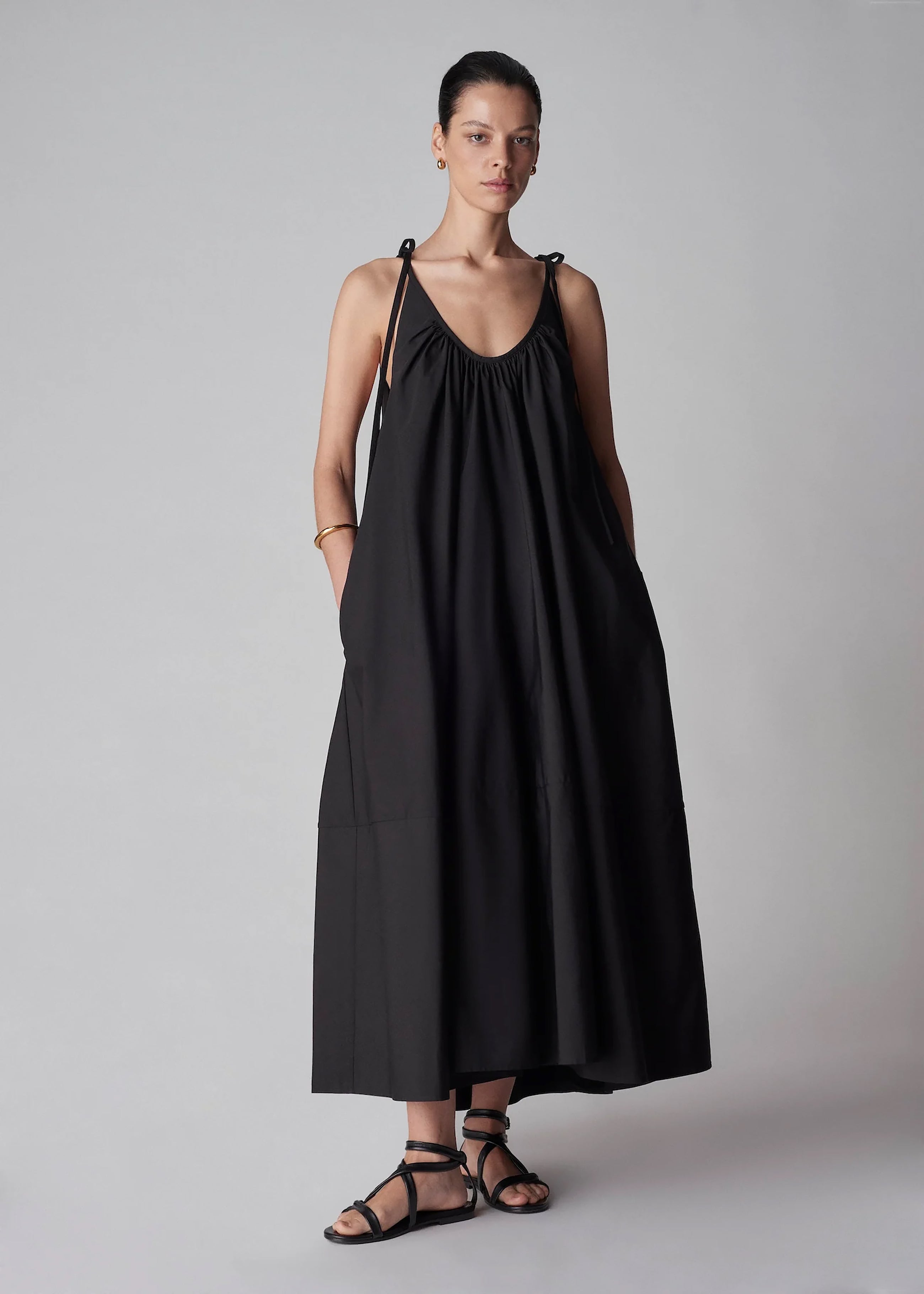 Gathered Maxi Dress - Black