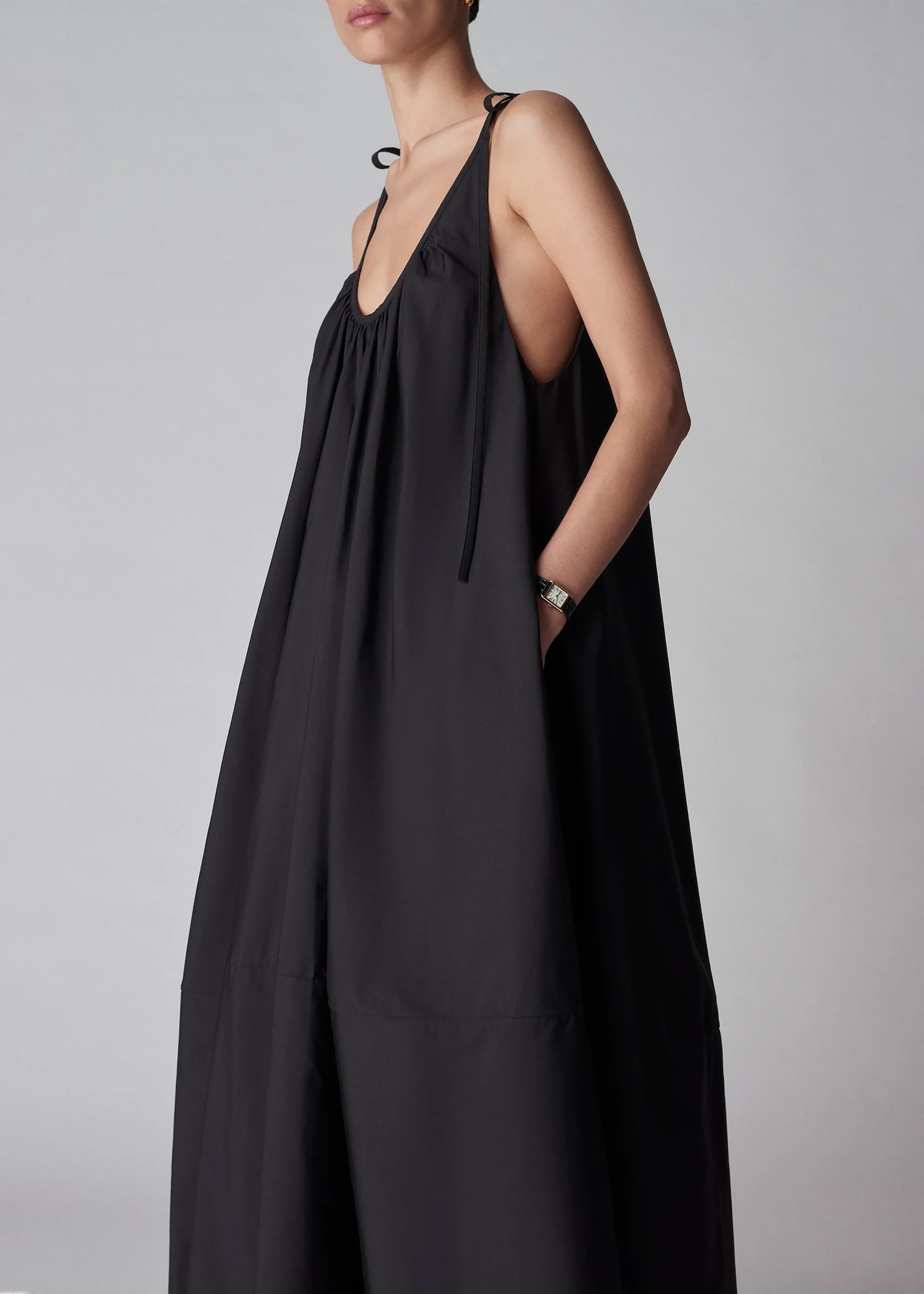 Gathered Maxi Dress - Black