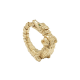 18K Yellow Gold Alligator Wrap Ring with Tsavorite Eyes