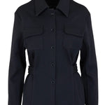 Front view of black gea shirt on white background, with no model shown.