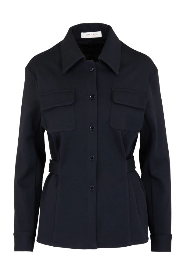 Front view of black gea shirt on white background, with no model shown.