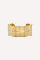 18K Yellow Gold 25mm Cuff set with 2mm Round Rose Cut Diamonds