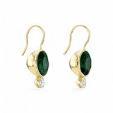 Coady Cuhla 18K Yellow Gold Green Emerald and Diamond Drop Earrings