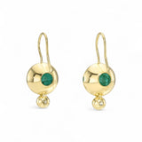 Coady Cuhla 18K Yellow Gold Green Emerald and Diamond Drop Earrings