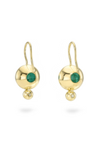 18K Yellow Gold Green Emerald and Diamond Drop Earrings