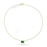 18K Yellow Gold Green Emerald Bezel Set E/W Necklace