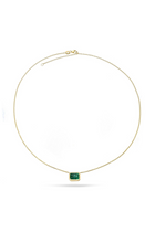 18K Yellow Gold Green Emerald Bezel Set E/W Necklace