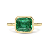 18K Emerald Bezel Set Ring