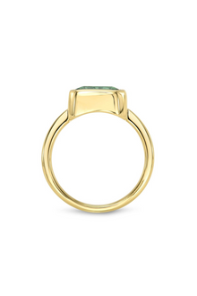 18K Emerald Bezel Set Ring