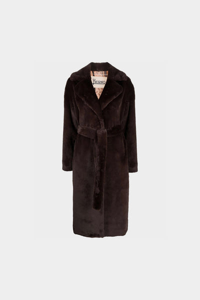 Eco Fur Belted Coat