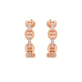 Hoorsenbuhs 18K Rose Gold Micro Crescent Earrings With White Diamond Bridges