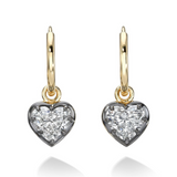 18K Yellow Gold Heart Shaped Drop Earrings