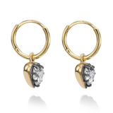 18K Yellow Gold Heart Shaped Drop Earrings