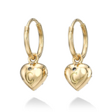 18K Yellow Gold Heart Shaped Drop Earrings