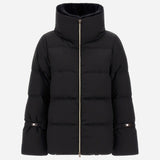 Front view of black jacket in arendelle is on white background, with no model shown.