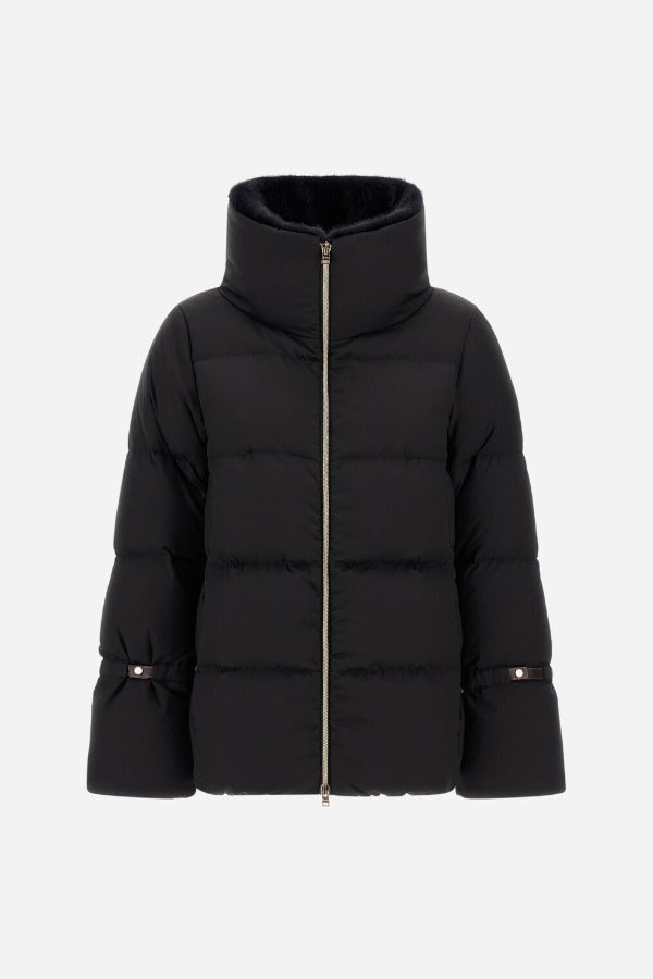 Front view of black jacket in arendelle is on white background, with no model shown.