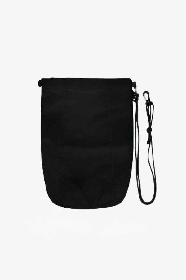 Back view of black laminar bag on white background, with no model shown.