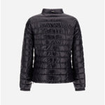 Back view of black bomber jacket on white background, with no model shown.