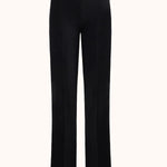 Front view of black tuxedo julep pants on white background, with no model shown.