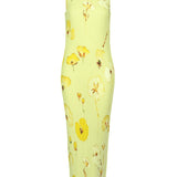 Pressed Flora Pleats Dress - Yellow
