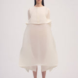 Paneled Pleats Cardigan - White