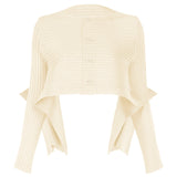 Paneled Pleats Cardigan - White