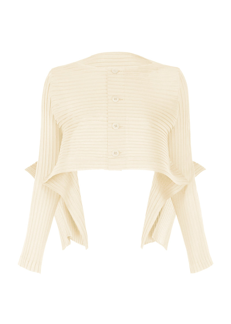 Paneled Pleats Cardigan - White