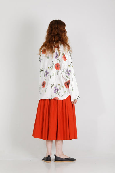 Solange Cotton Poplin Skirt - Red