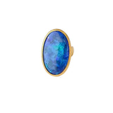 Darlene De Sedle 22K Yellow Gold Gem Quality Oval Black Opal Ring
