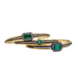 Arman Sarkisyan 18K Gold and Silver Emerald Bracelet with Diamonds
