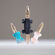 18K Yellow Gold Turquoise Alligator Bite Single Earring