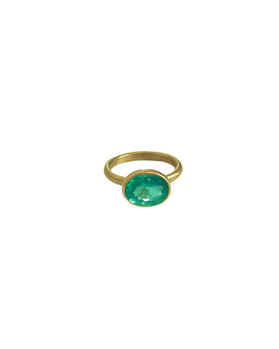 22K Yellow Gold Emerald Princess Ring