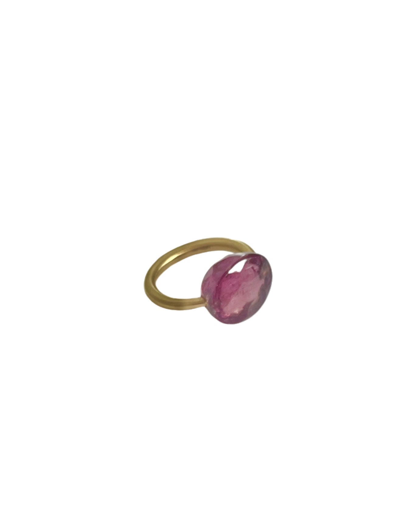 22K Pink Tourmaline Cabochon Ring