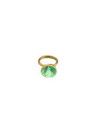 22K Yellow Gold Green Tourmaline Princess Ring