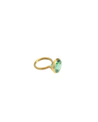 22K Yellow Gold Green Tourmaline Princess Ring