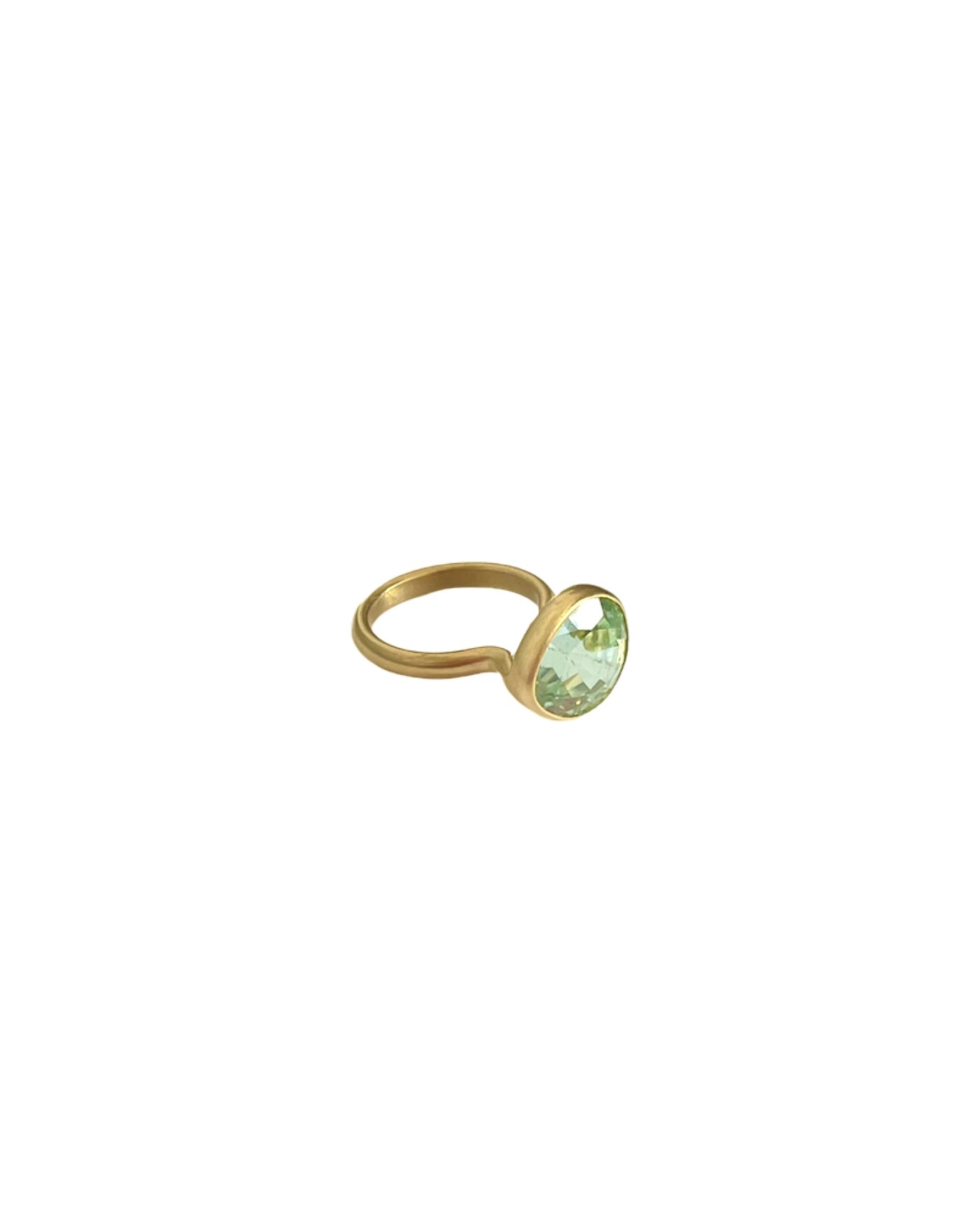 22K Yellow Gold Green Tourmaline Princess Ring