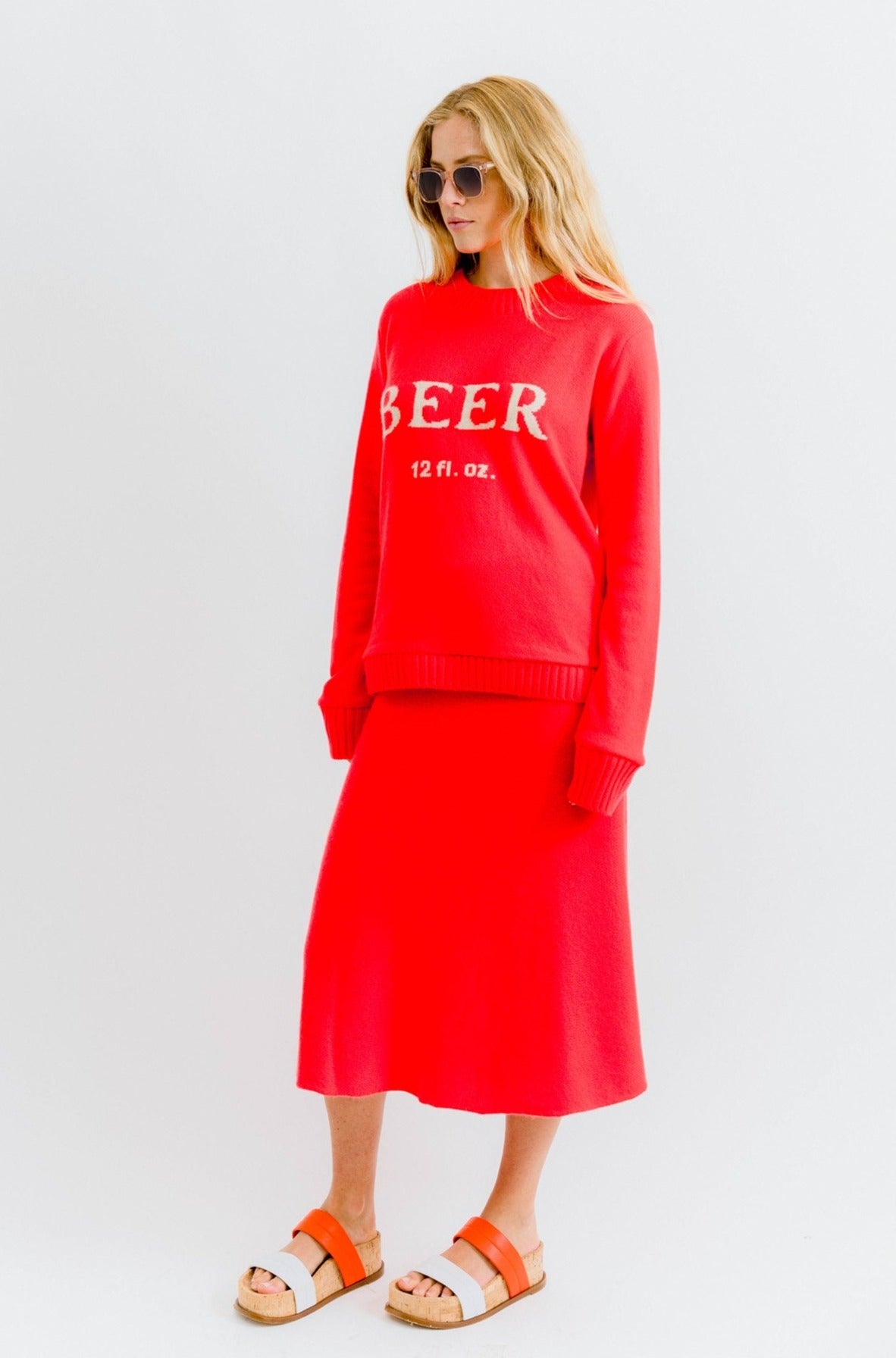 The-Elder-Statesman-A-line-skirt-red-amarees