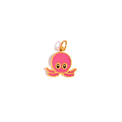 22K Yellow Gold Enamel Octopus Charm Bracelet