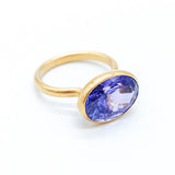 Marie-Hélène De Taillac 22K Yellow Gold Tanzanite Princess Ring