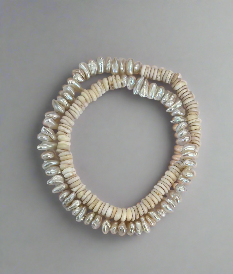 70's Hawaiian Puka Shell and Freshwater Keshi